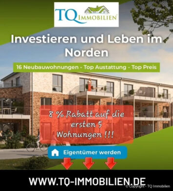 An der Nordsee mit 7,4 % Mietrendite! *** Neubau-Eigentumswohnung (W1) *** 25704 Meldorf, Erdgeschosswohnung