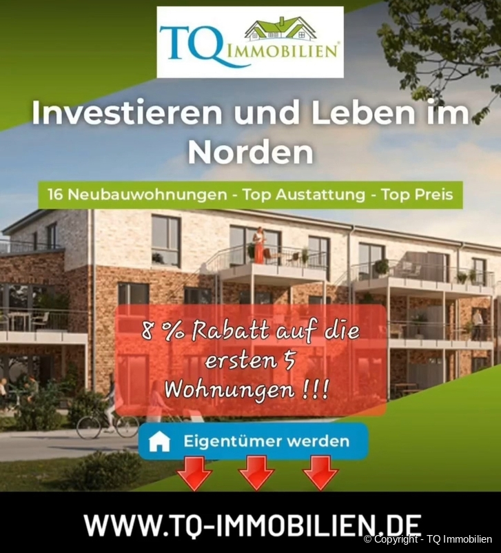 Direkt an der Nordsee! *** Jetzt zu erwerben   16 Neubau-Eigentumswohnungen zum günstigen Preis mit TOP Ausstattung ***
